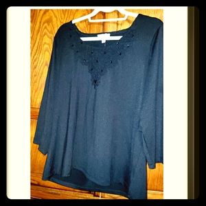 NWT Susan Graver black blouse